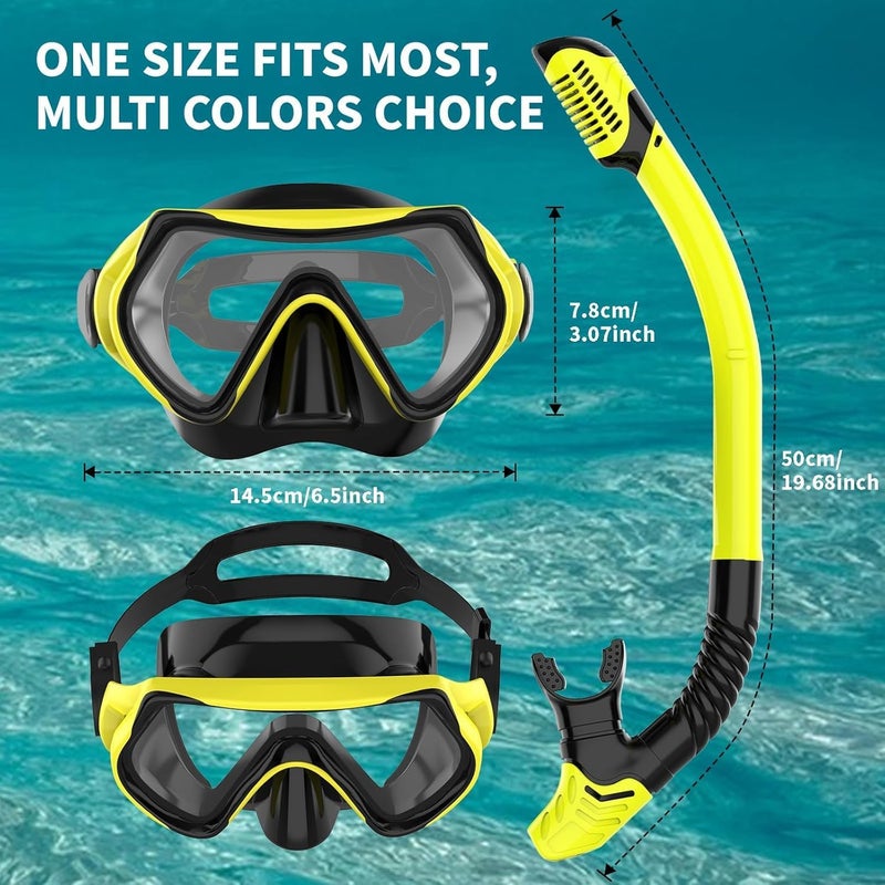 JRing Snorkeling Gear for Adults, Snorkel Mask Set with 180 Degree Tempered Glass Anti Fog Goggles Scuba Dry Top Snorkel for Swimming, Scuba Diving Mask for Men Women - Image 5